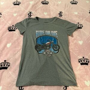 Charlotte Russe Grey T-Shirt with Biker Graphic
